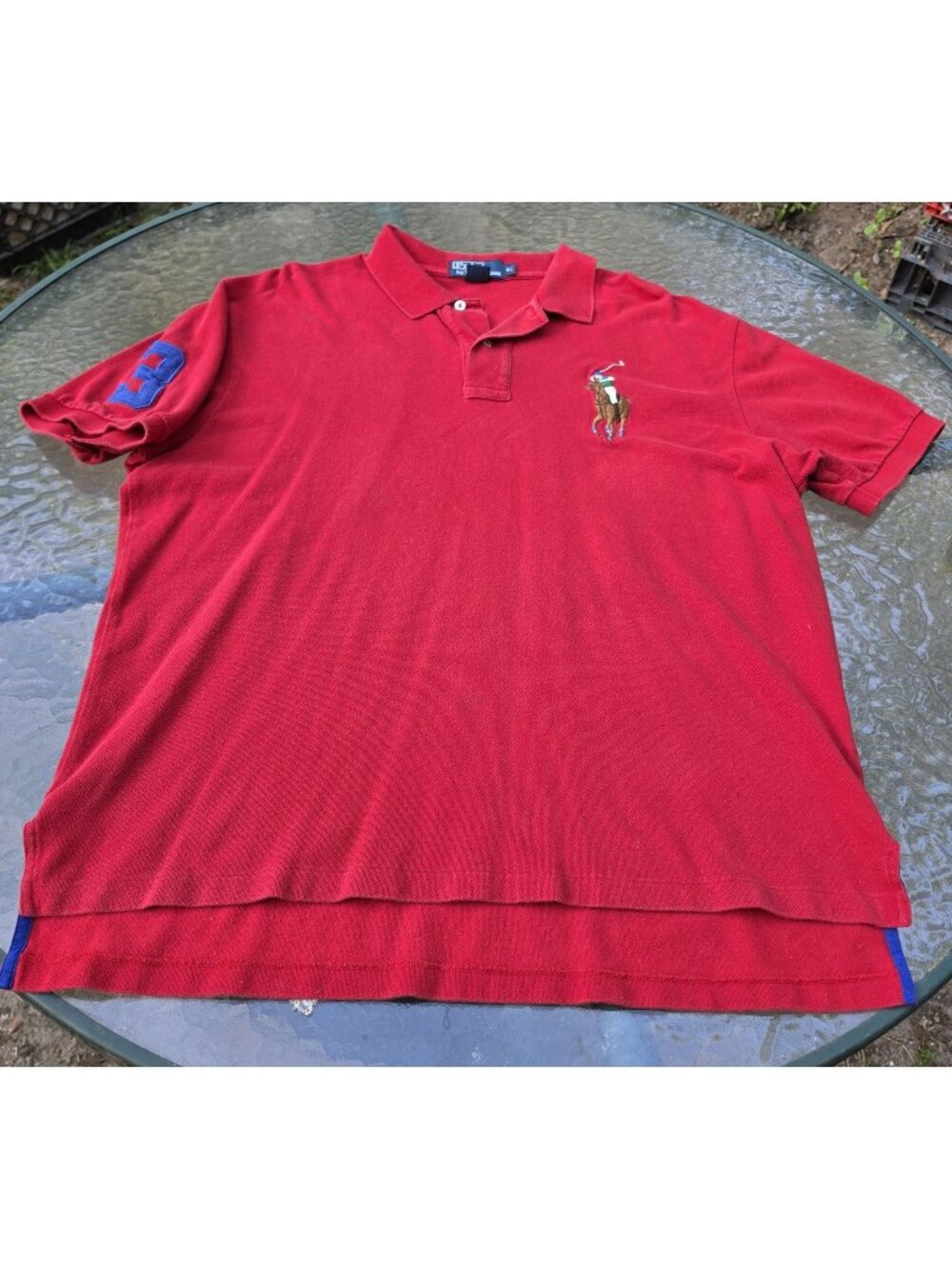 VTG Polo Ralph Lauren Big Pony Red Shirt XXL 2XL Multi Color #3 Chief Keef Y2K